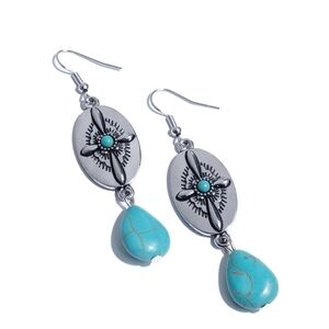Paparazzi Blue and Silver Southwestern Earrings Authentic Arrangement Jewelry